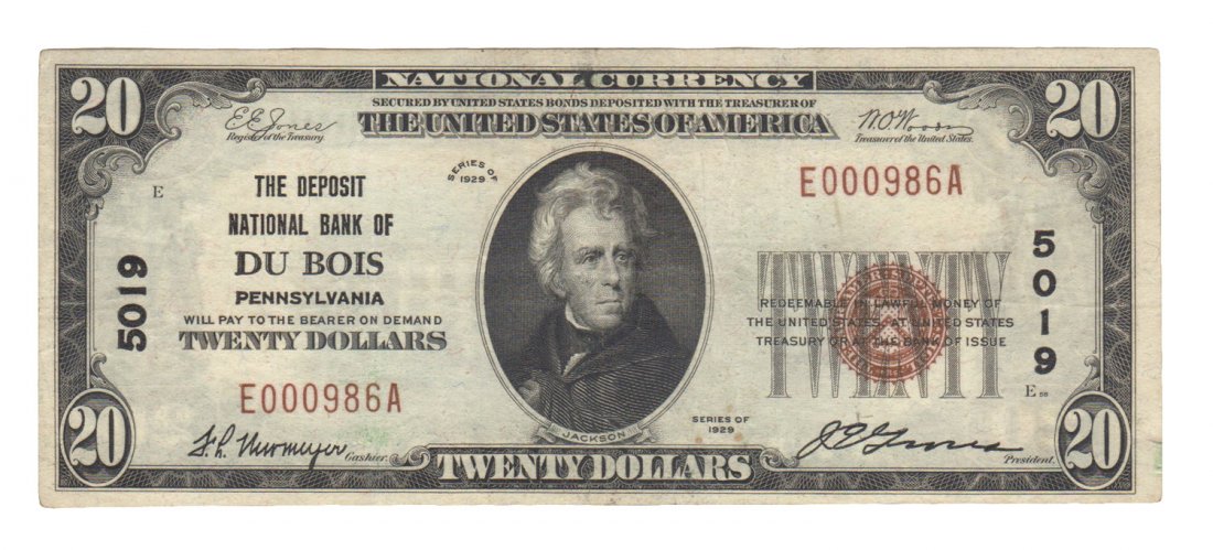Du Bois, PA - Ch. 5019 - 1929 $20 Type1 (1 of 2)