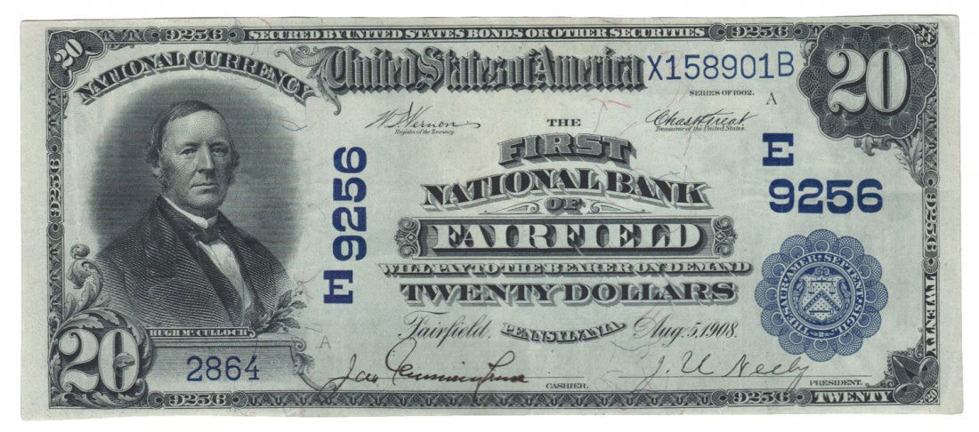 Fairfield, PA - Ch. 9256 - 1902 $20 Blue Seal (1 of 2)