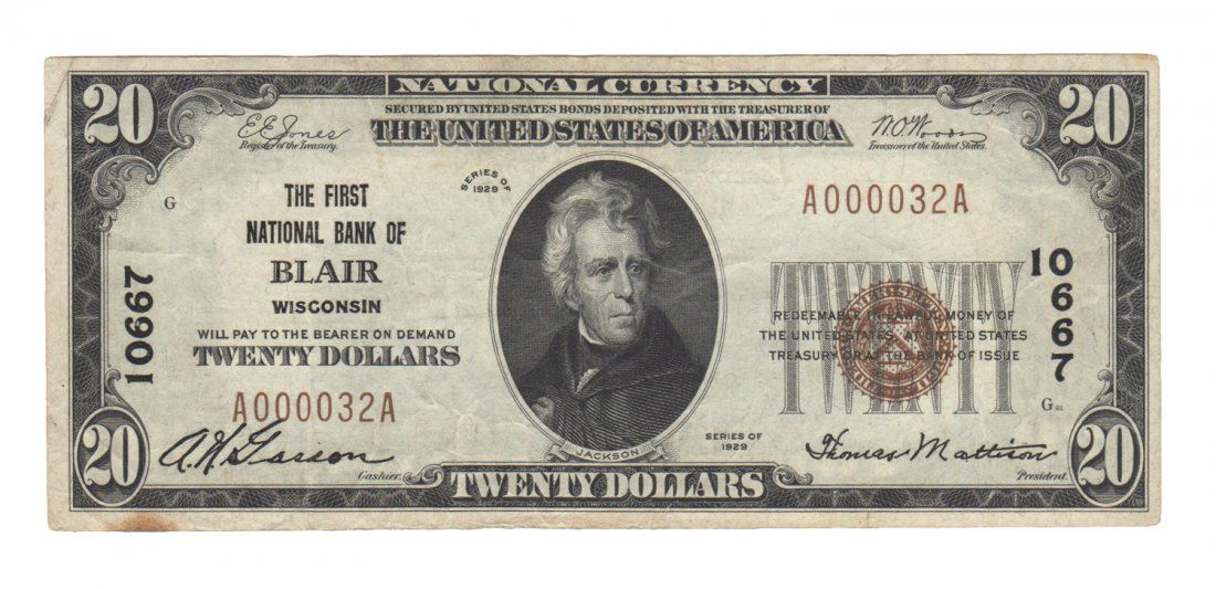 Blair, WI - Ch. 10667 - 1929 $20 Type1 (1 of 2)