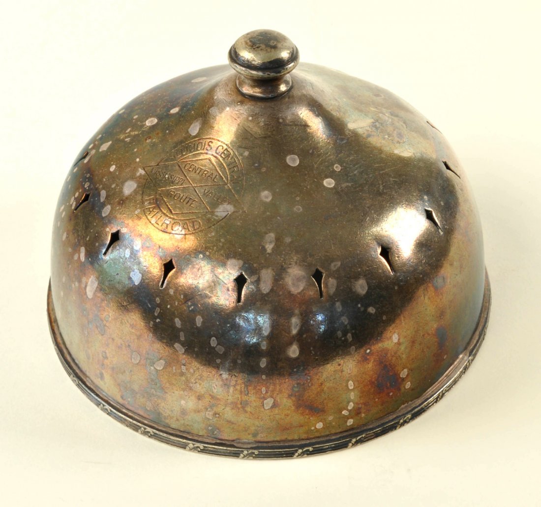 Illinois Central Railroad Silver Hot Food Cover Dome (1 of 3)