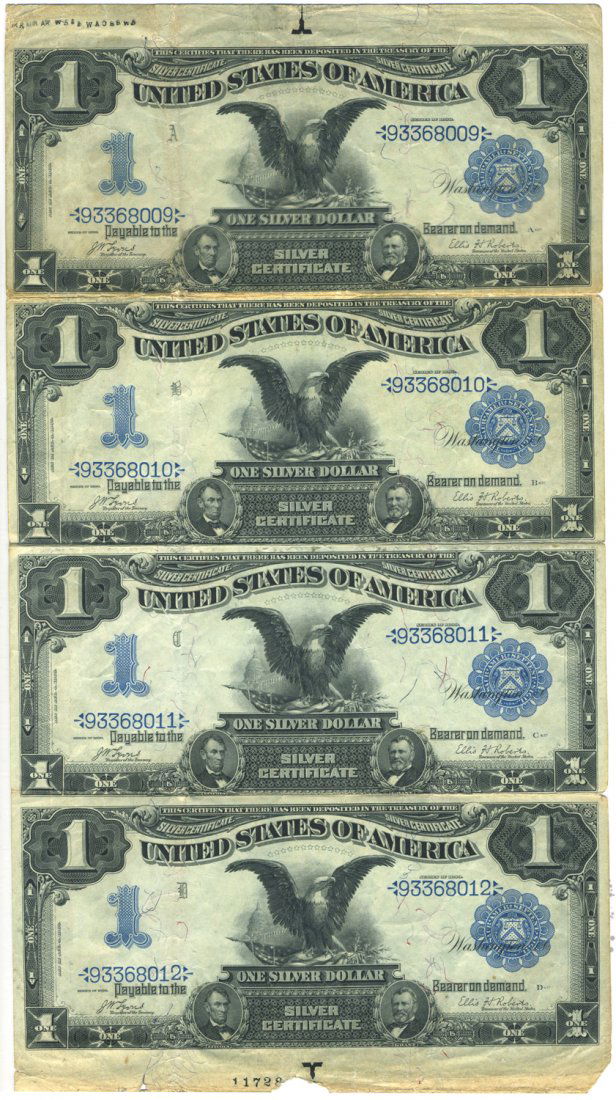 Fr. 226 - 1899 $1 Silver Certificate UNCUT Sheet (1 of 2)