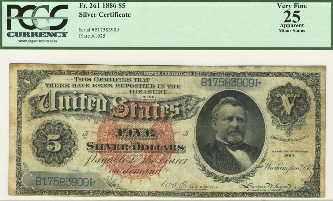 Fr. 261 - 1886 $5 Silver Certificate (1 of 2)