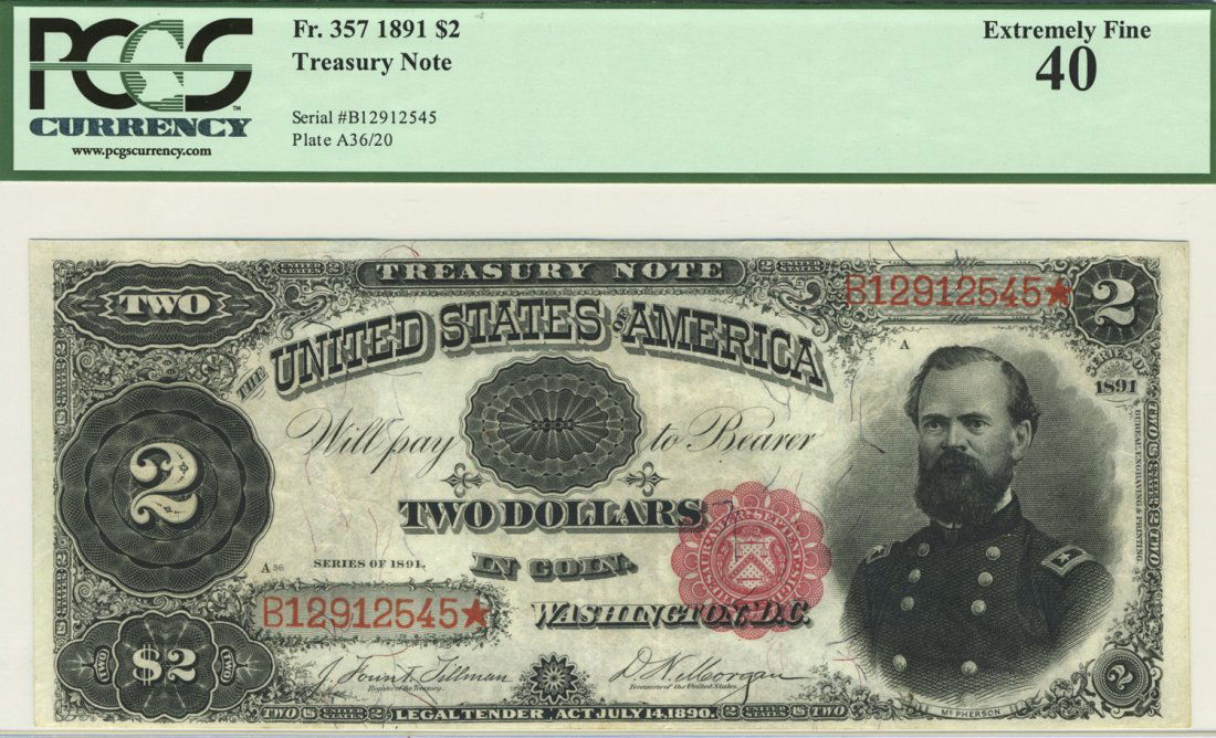 Fr. 357 - 1891 $2 Treasury Note (1 of 2)
