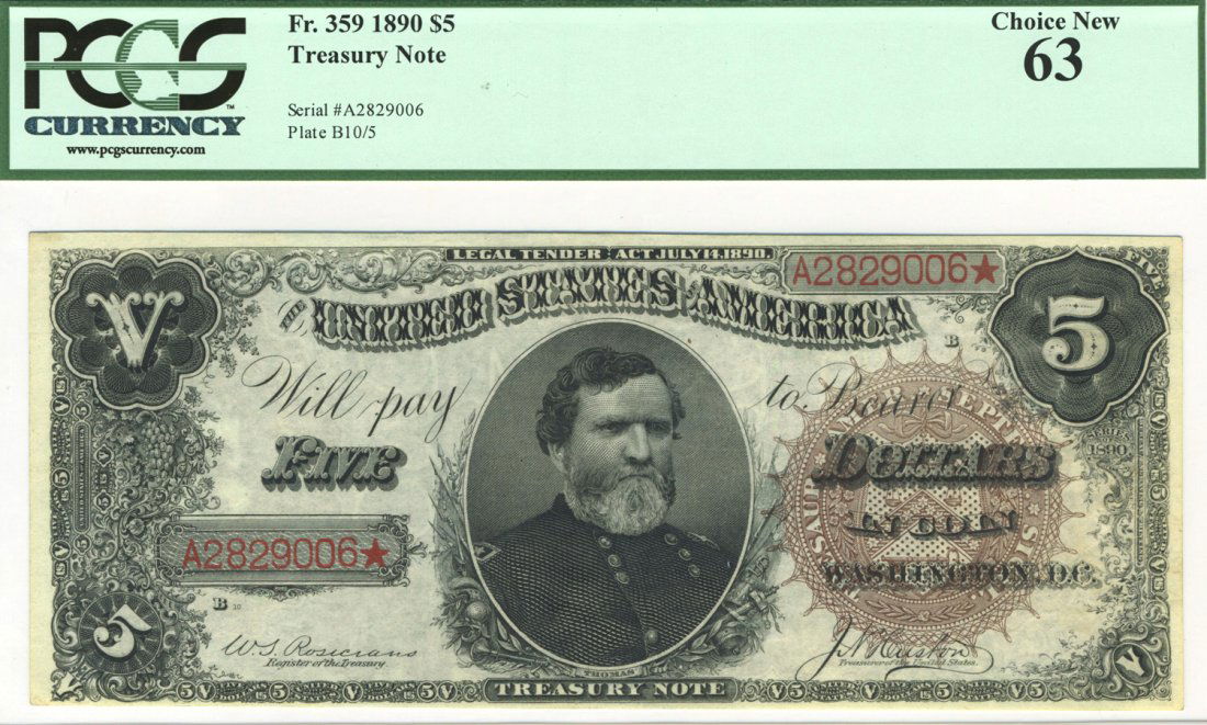 Fr. 359 - 1890 $5 Treasury Note (1 of 2)