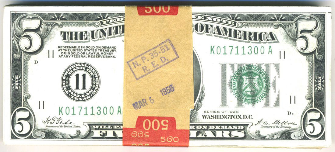 Fr. 1950-K - 1928 $5 FRN Dallas Pack (1 of 2)