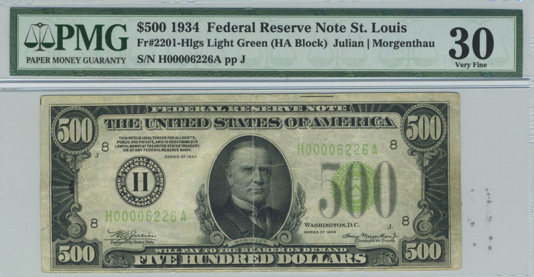 Fr. 2201-H - 1934 $500 St. Louis LGS FRN (1 of 2)