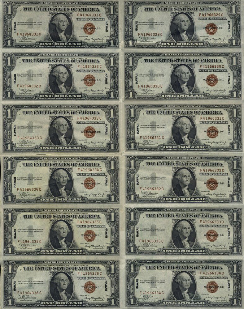 Fr. 2300 - 1935A Hawaii $1 Silver Certificate Uncut (1 of 2)