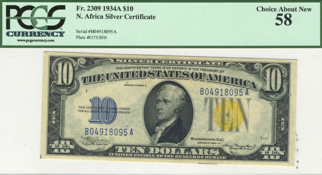 Fr. 2309 - 1934A $10 North Africa Silver Certificate (1 of 2)
