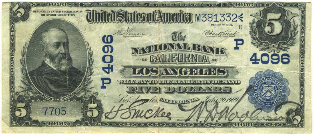 Los Angeles, CA - Ch. 4096 - 1902 $5 Blue Seal Date (1 of 2)
