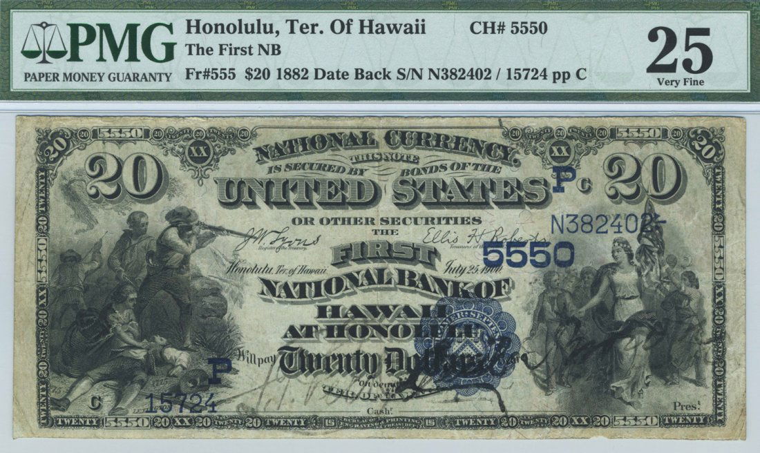 Honolulu, HI - Ch. 5550 - 1882 $20 Date Back (1 of 2)