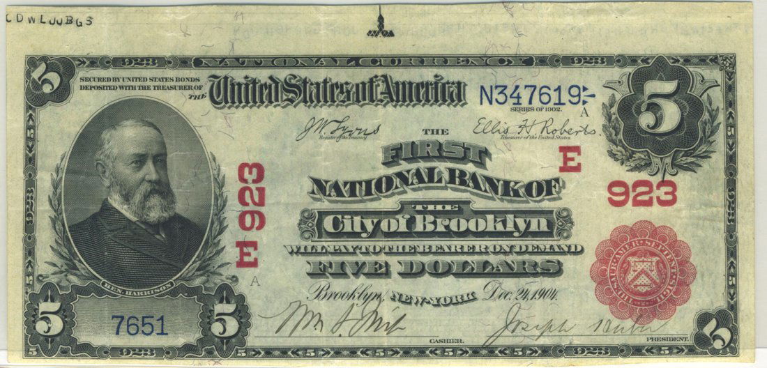 Brooklyn, NY - Ch. 923 - 1902 $5 Red Seal (1 of 2)