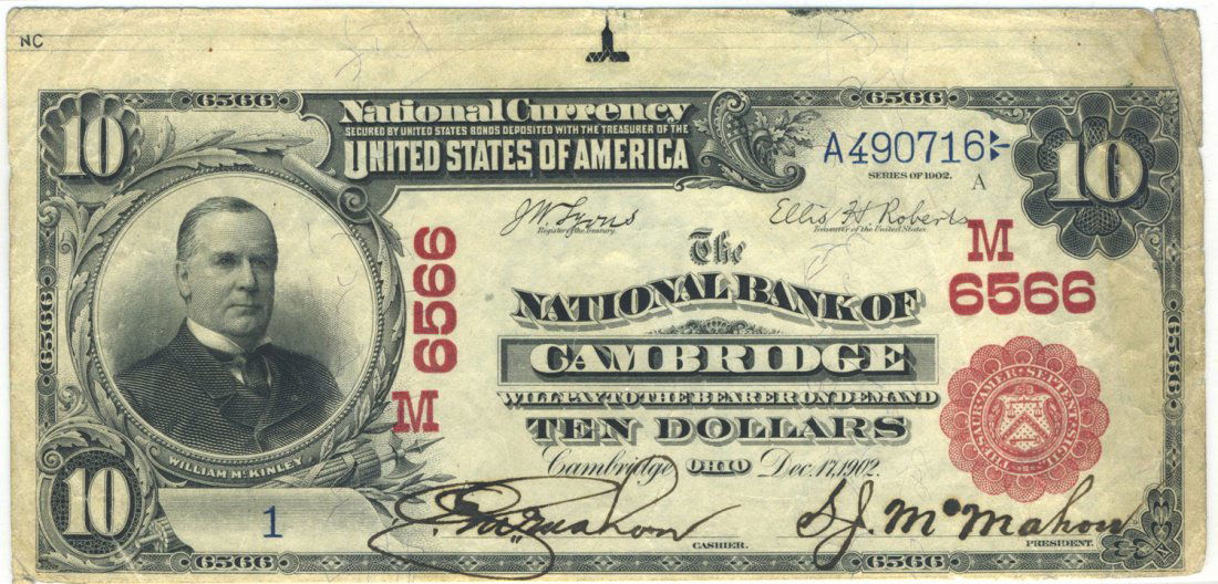 Cambridge, OH - Ch. 6566 - 1902 $10 Red Seal (1 of 2)