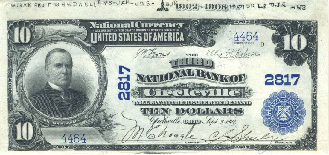 Circleville, OH - Ch. 2817 - 1902 $10 Blue Seal Plain (1 of 2)