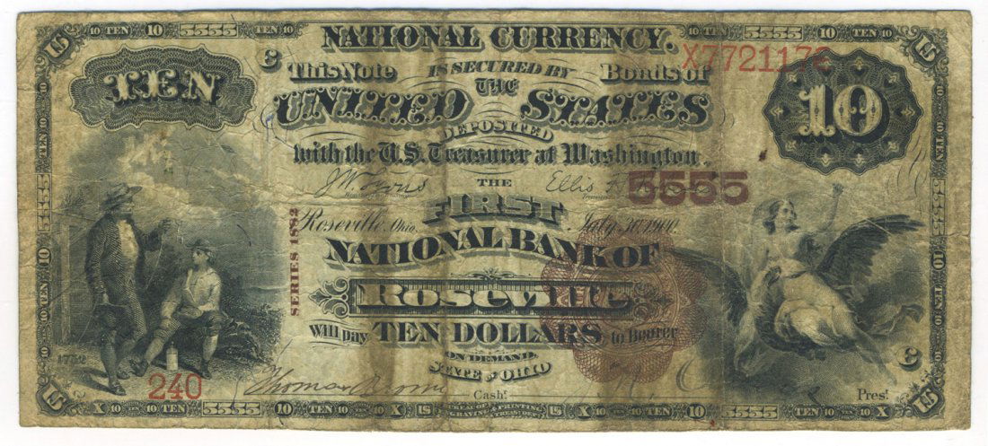 Roseville, OH - Ch. 5555 - 1882 $10 Brown Back (1 of 2)