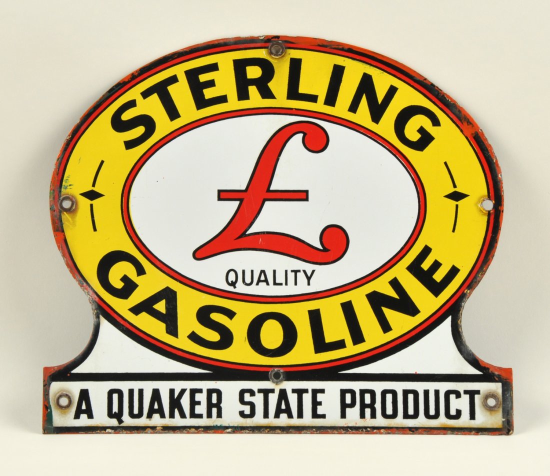 Sterling Gasoline Die Cut Porcelain Sign (1 of 2)