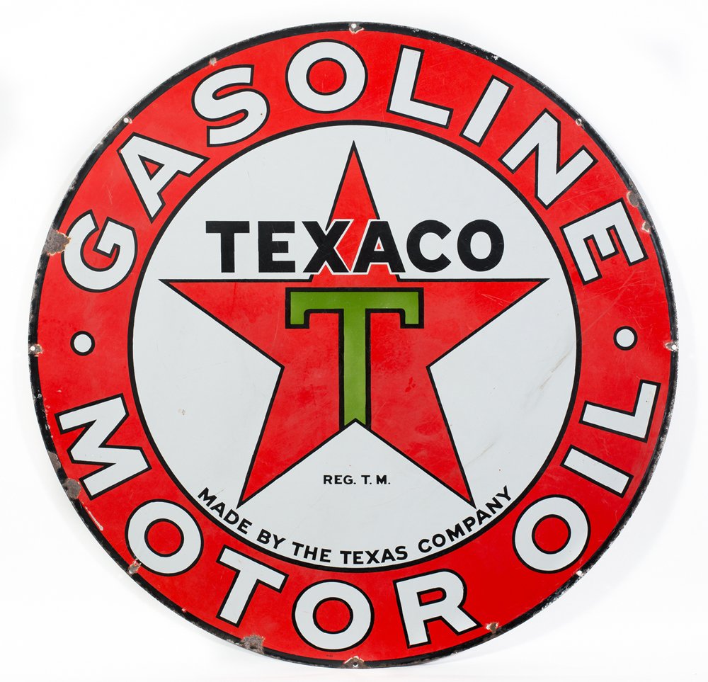 Texaco Gasoline Motor Oil Porcelain Sign (1 of 2)