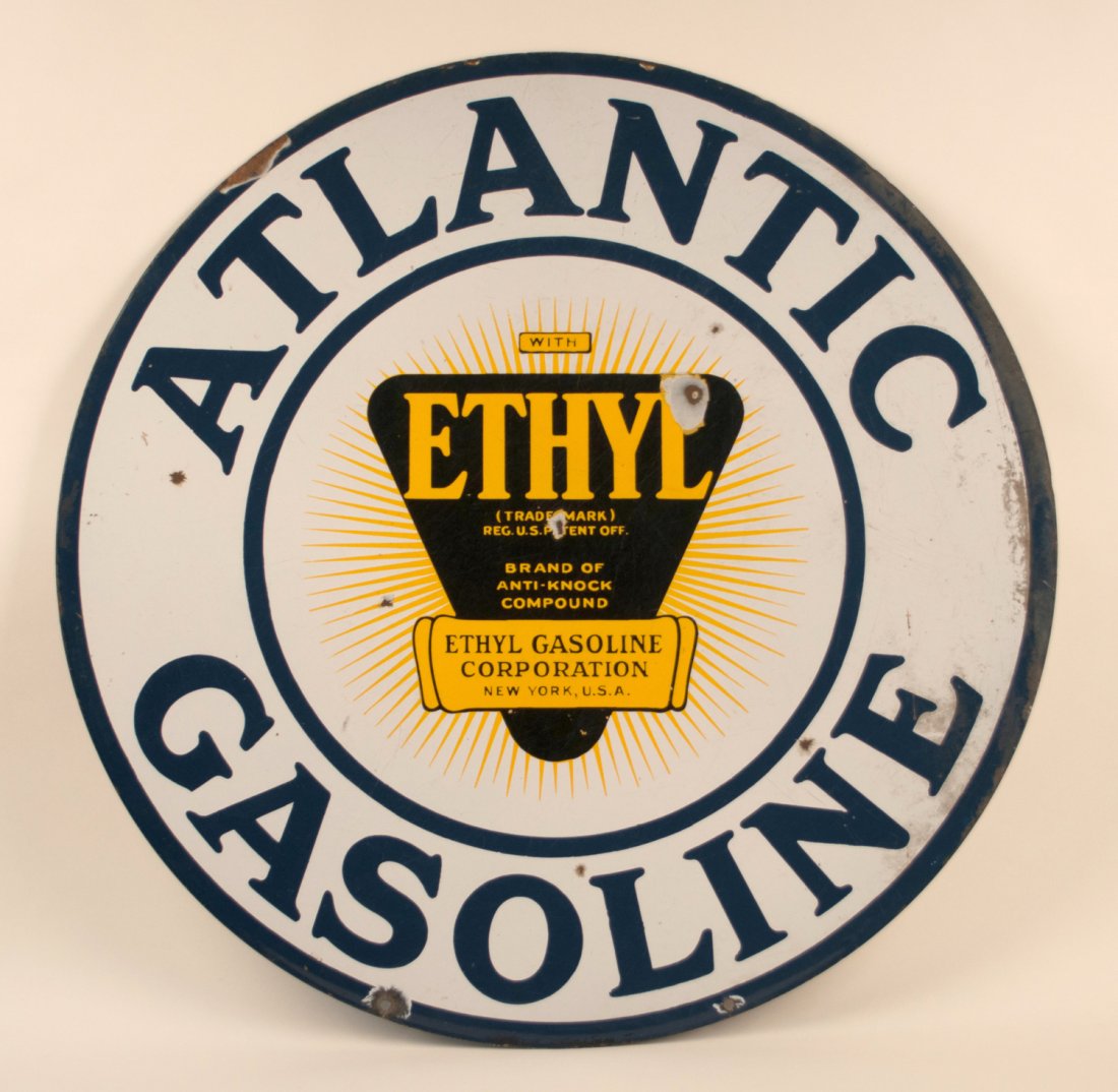 Atlantic Gasoline with Ethyl Porcelain Sign (1 of 2)