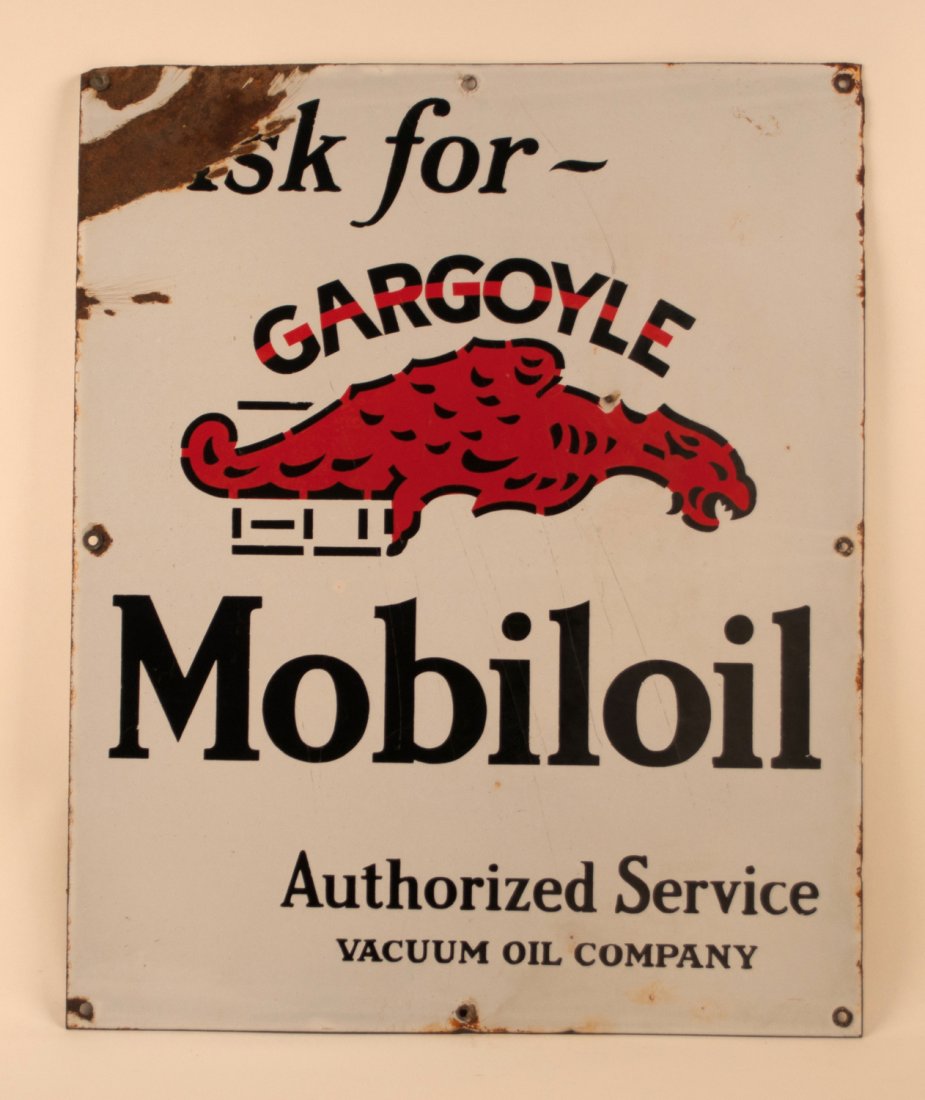 Mobiloil Gargoyle Authorized Service Porcelain Sign (1 of 2)