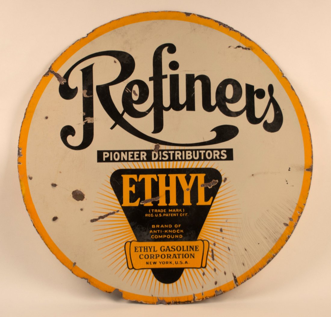 Refiner's Gasoline with Ethyl Porcelain Sign (1 of 2)