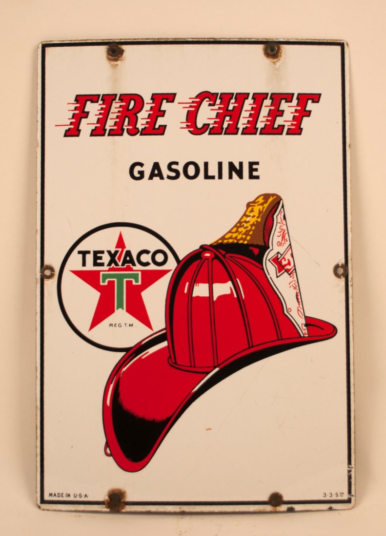 Texaco Fire Chief Gasoline Porcelain Pump Plate - (1 of 2)