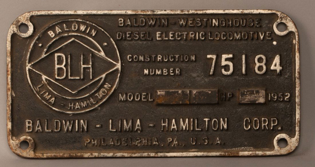 MKT 1212 - S-12 Diesel Locomotive Builder's Plate (1 of 2)