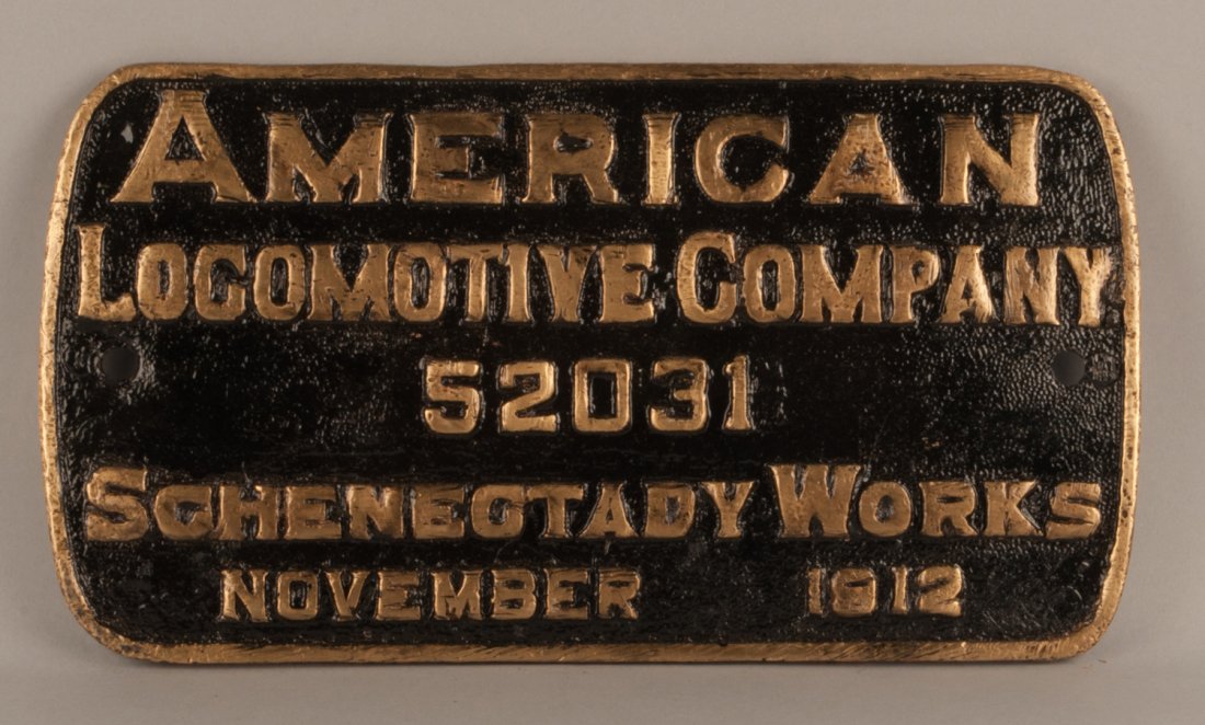 NP 1166 - 0-6-0 Steam Locomotive Builder's Plate #52031: ALCO - Schenectady Steam Locomotive Builder's Plate 52031 off of Northern Pacific Railroad ( NP ) Locomotive #1166 a 0-6-0. 14" x 7.5"