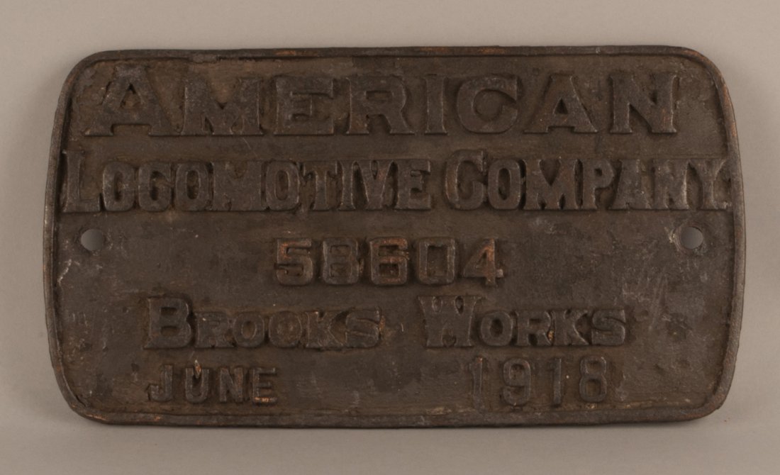 NP 1783 - 2-8-2 Steam Locomotive Builder's Plate #58604 (1 of 2)