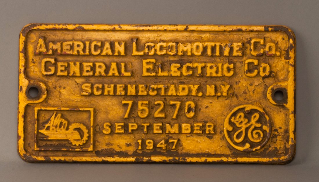 OIM 1103 - RS-2 Diesel Locomotive Builder's Plate: ALCO - Schenectady Diesel Locomotive Builder's Plate 75270 off of Oliver Iron Mining Railroad ( OIM ) Locomotive #1103 a RS-2. 12" x 6"