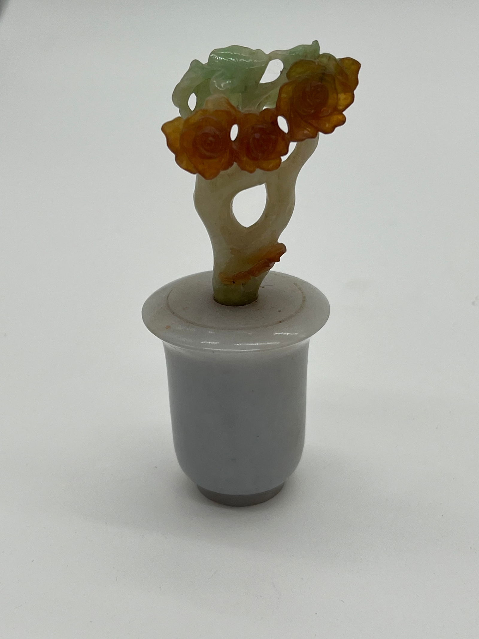 A Chinese three-tone jadeite flowers and vase (1 of 7)