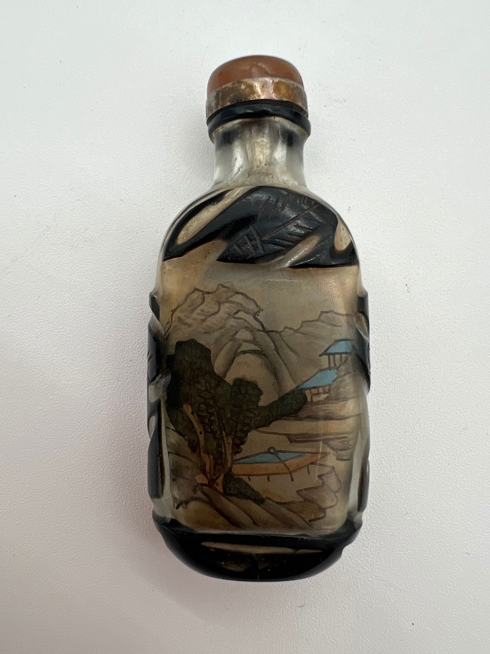 A Chinese Peking glass with inside painted snuff bottle with cap (1 of 4)