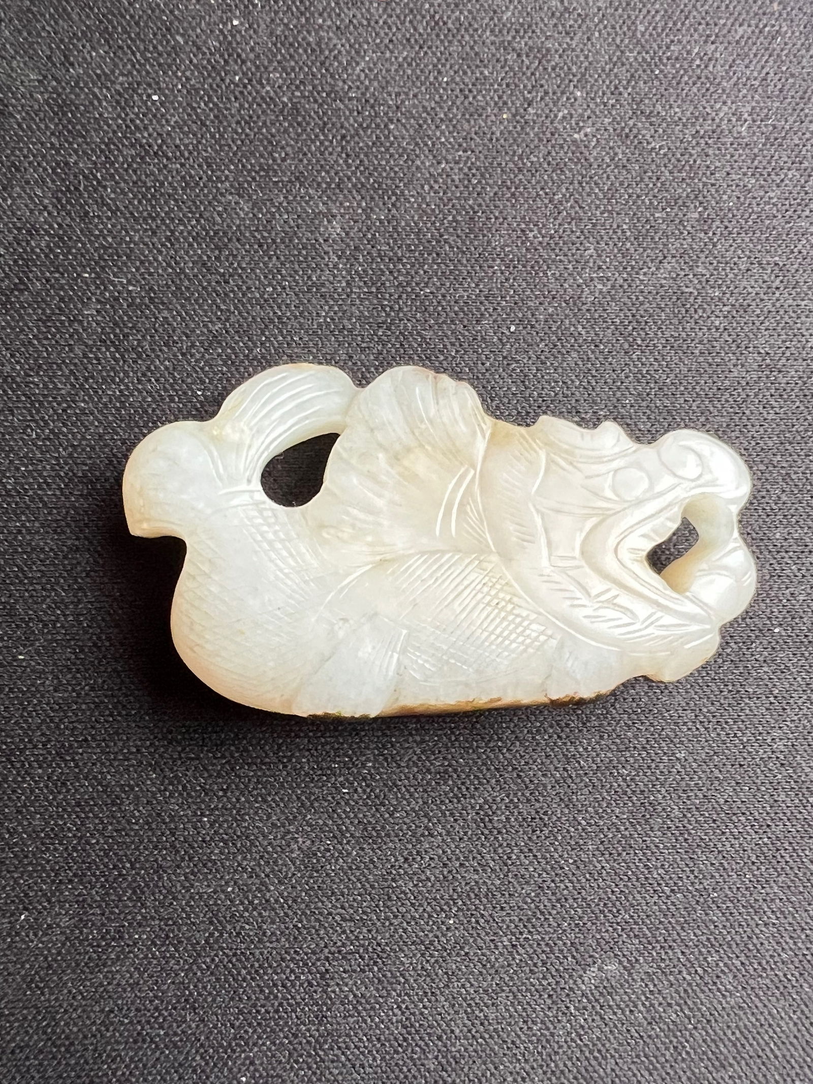 A Chinese Nephrite white Jade dragon pendant (1 of 8)