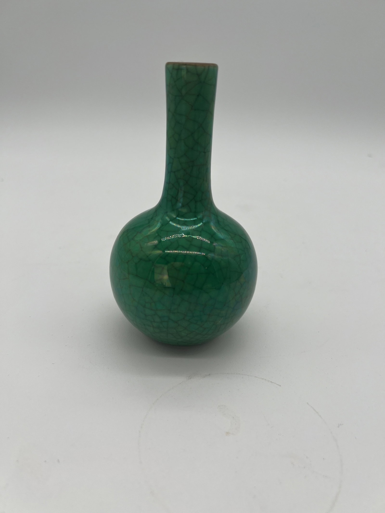 A Chinese Green Monochrome Crackle Glazed Vase (1 of 7)