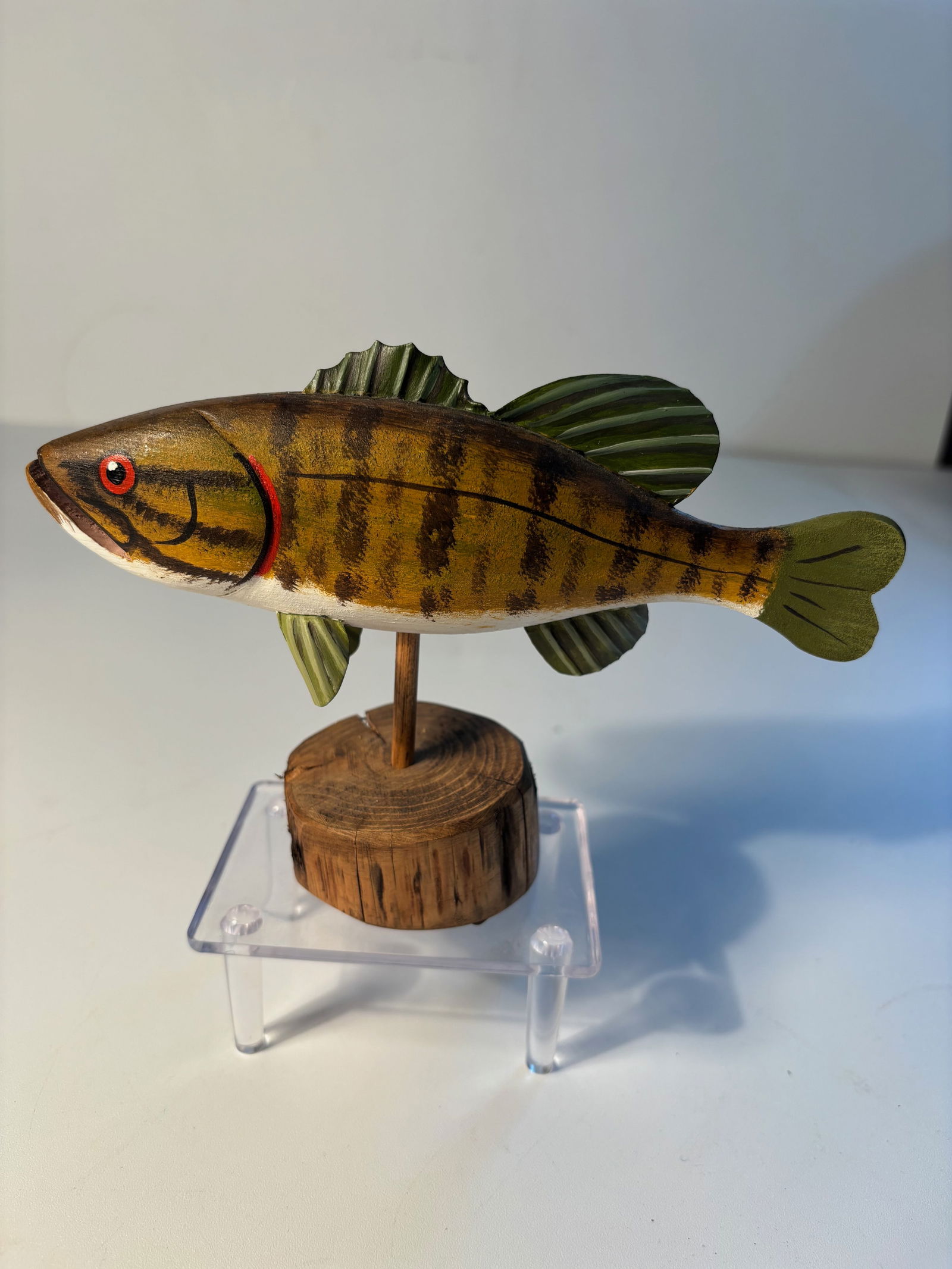 Hand carved and painted fish signed “© 1998 E. Eckstein?? and “S.M. Bass, (1 of 5)