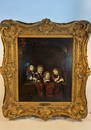 Attr. Caspar Netscher (1639-1684), Potrait of four children with a dog and a cat at windowsill,