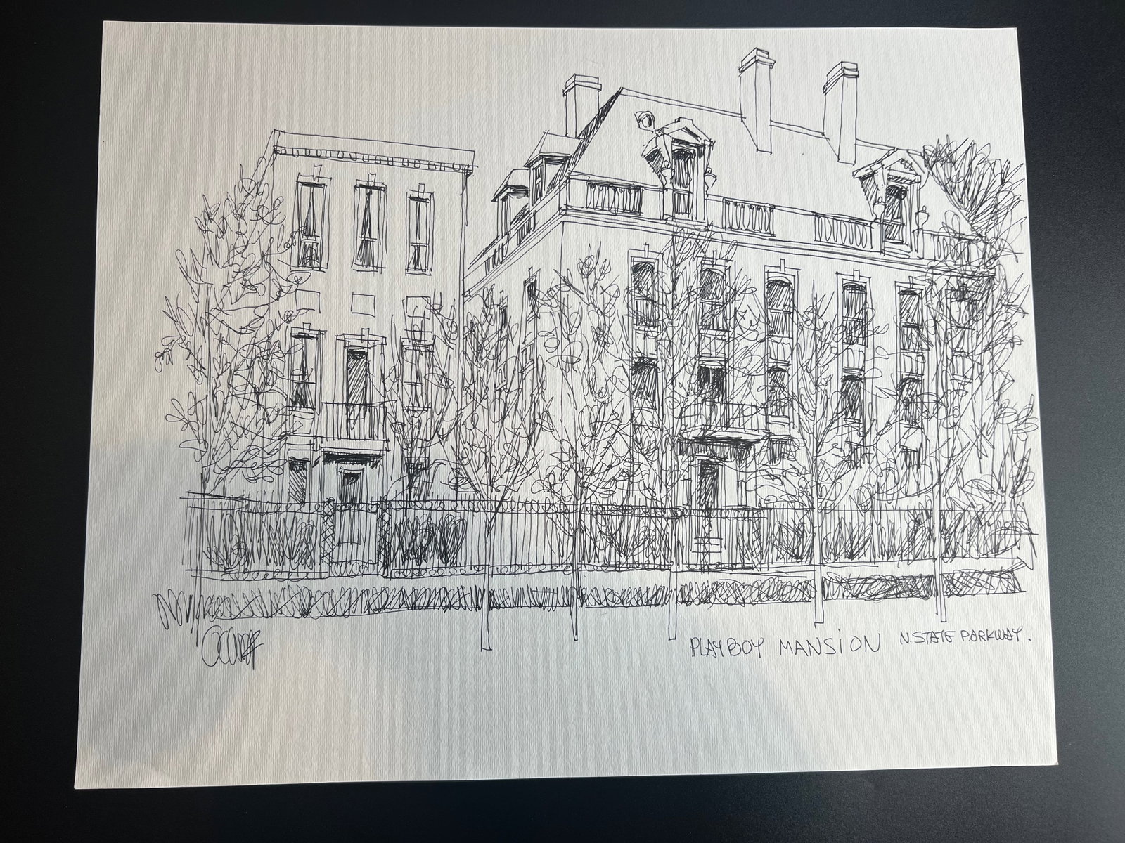 Pen-and-ink architectural Sketch " McDonald’s restaurant" located in Des Plaines, Illinois &: William Orlandorf (American, 1924-1996), was a lifelong Chicago resident and world recognized artist sketched and painted Chicago and the cities of Europe for over 30 years. Bill's style is neo-impres