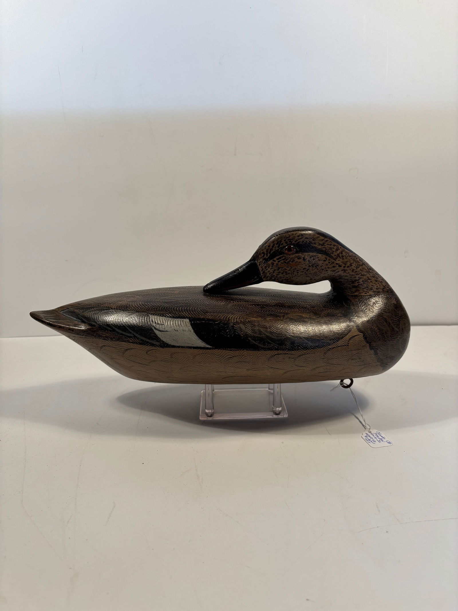 Weighted gadwall Duck Hen Decoy signed bottom (1 of 13)