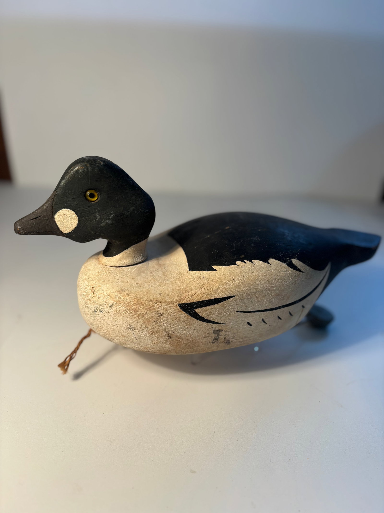 Antique Hand carved and painted goldeneye Duck decoy: Measures: 14" x 7" x 5.5"