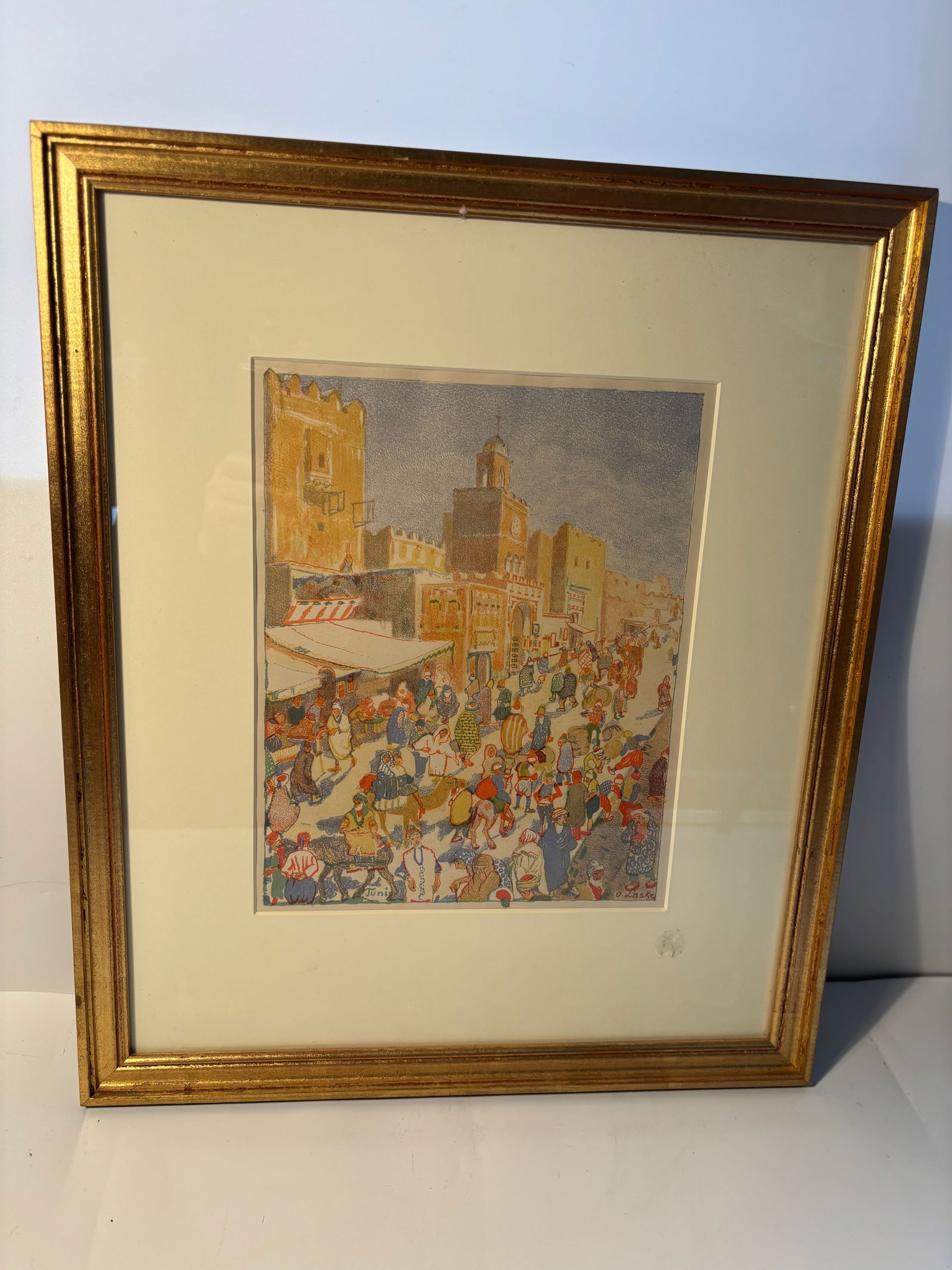 Oskar Laske (1874-1951) "TUNIS " AROUND 1920: LITHOGRAPH, MEASURES OF FRAME: 17" X 20"