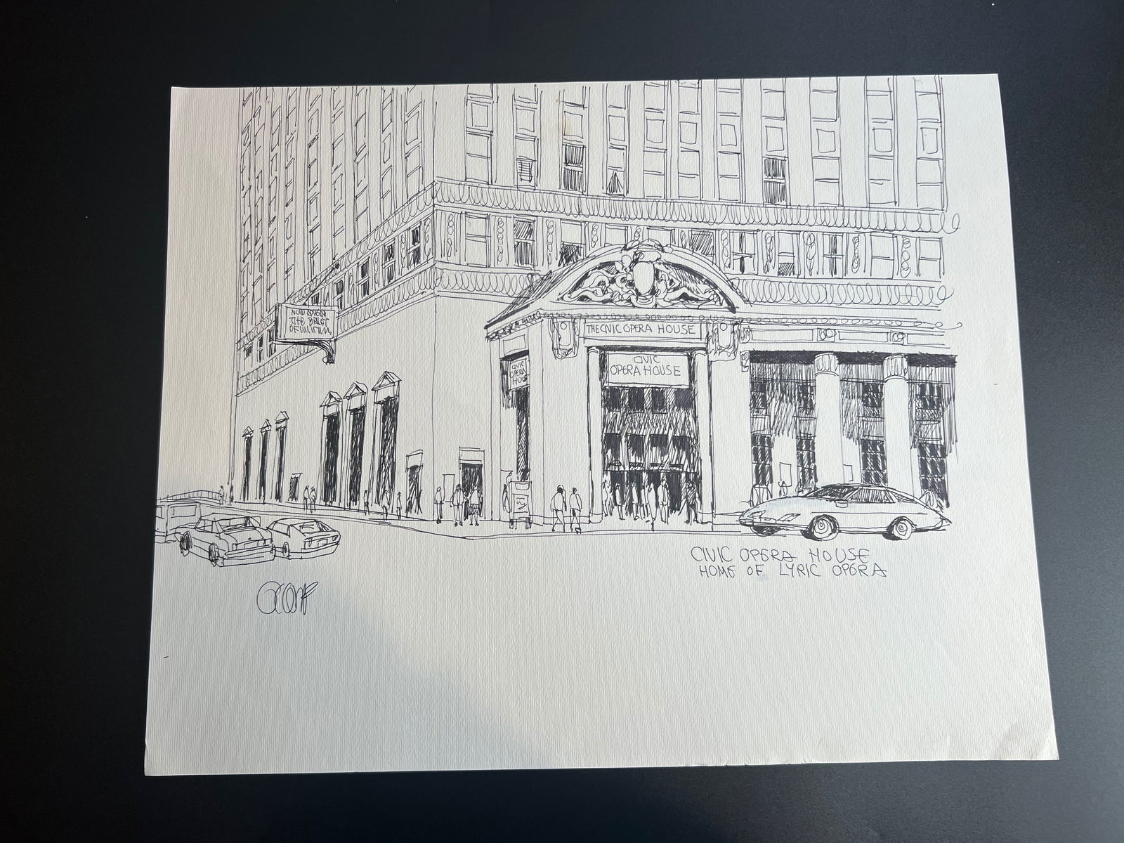 Pen-and-ink architectural Sketch  “The Civic Opera House, home to the Lyric Opera of Chicago" & (1 of 6)