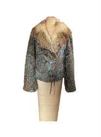 Fox fur collar lamb coat size M (1 of 10)