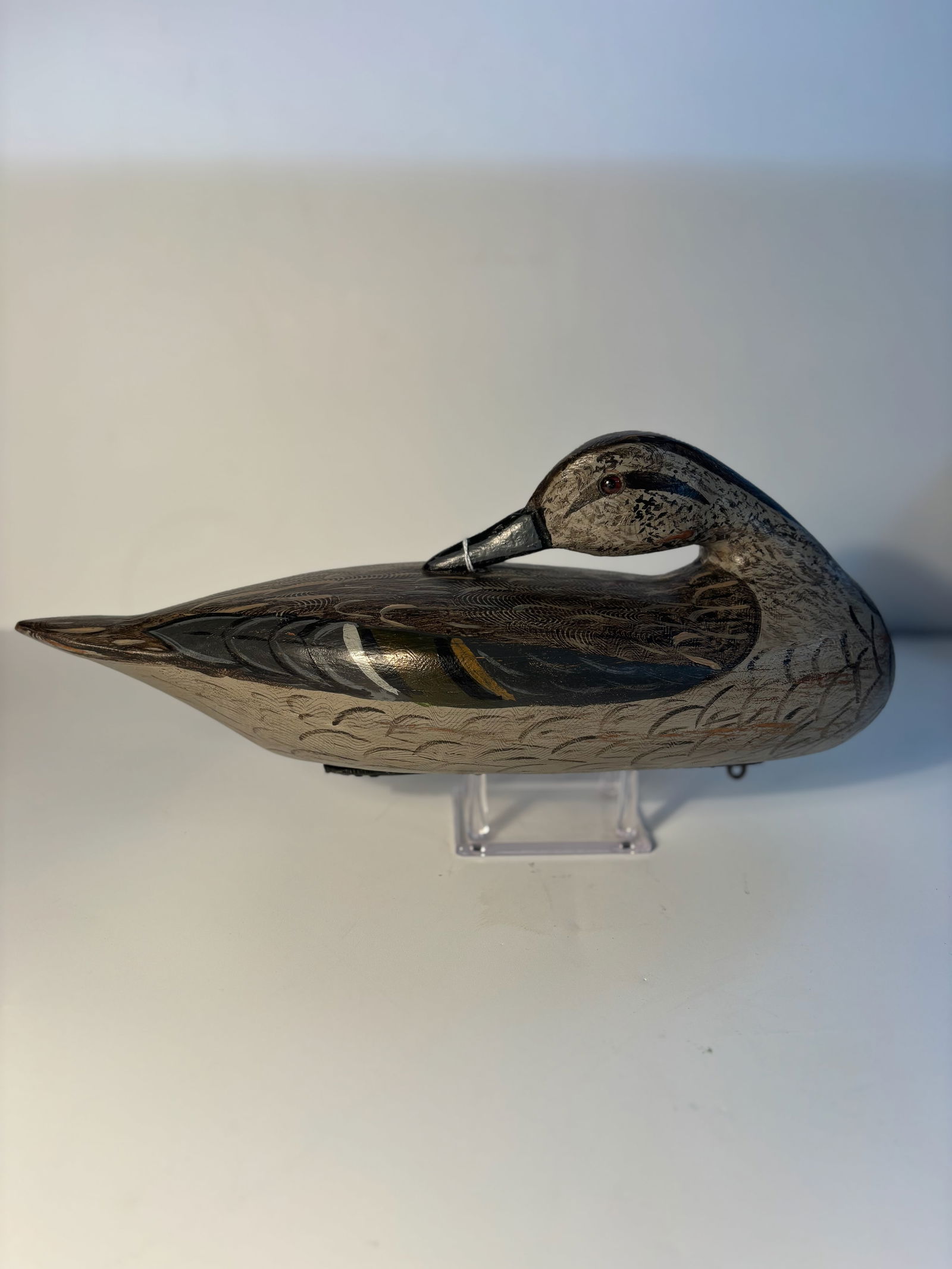 Weighted Pintail Hen Preener Duck Decoy signed Perdew, Henry, Illinois. (1 of 15)