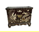 A korean lacquer chest with mother-of-pearl and metal wire inlay