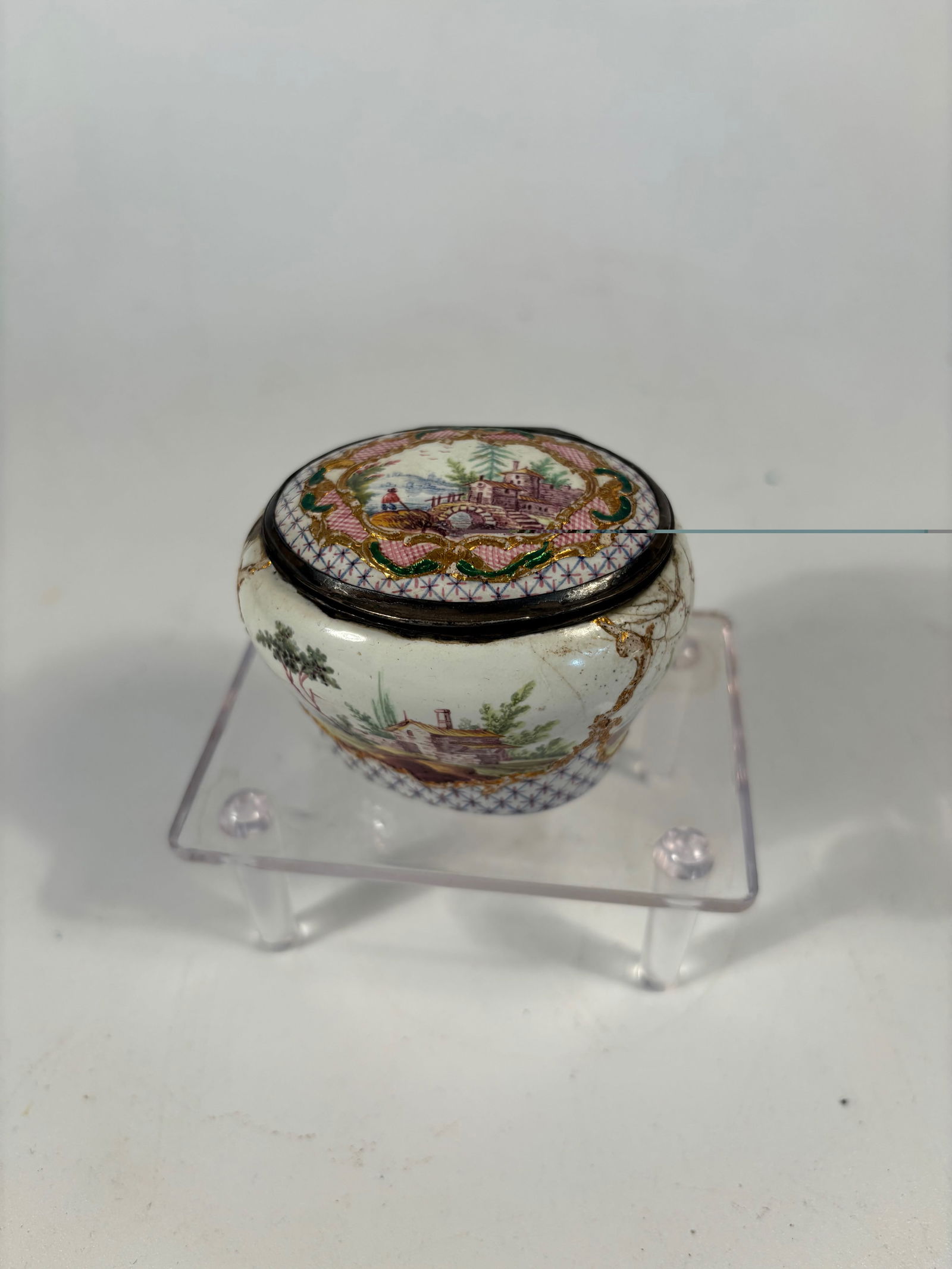 A French Porcelain Snuff Box with silver Mounts (1 of 9)