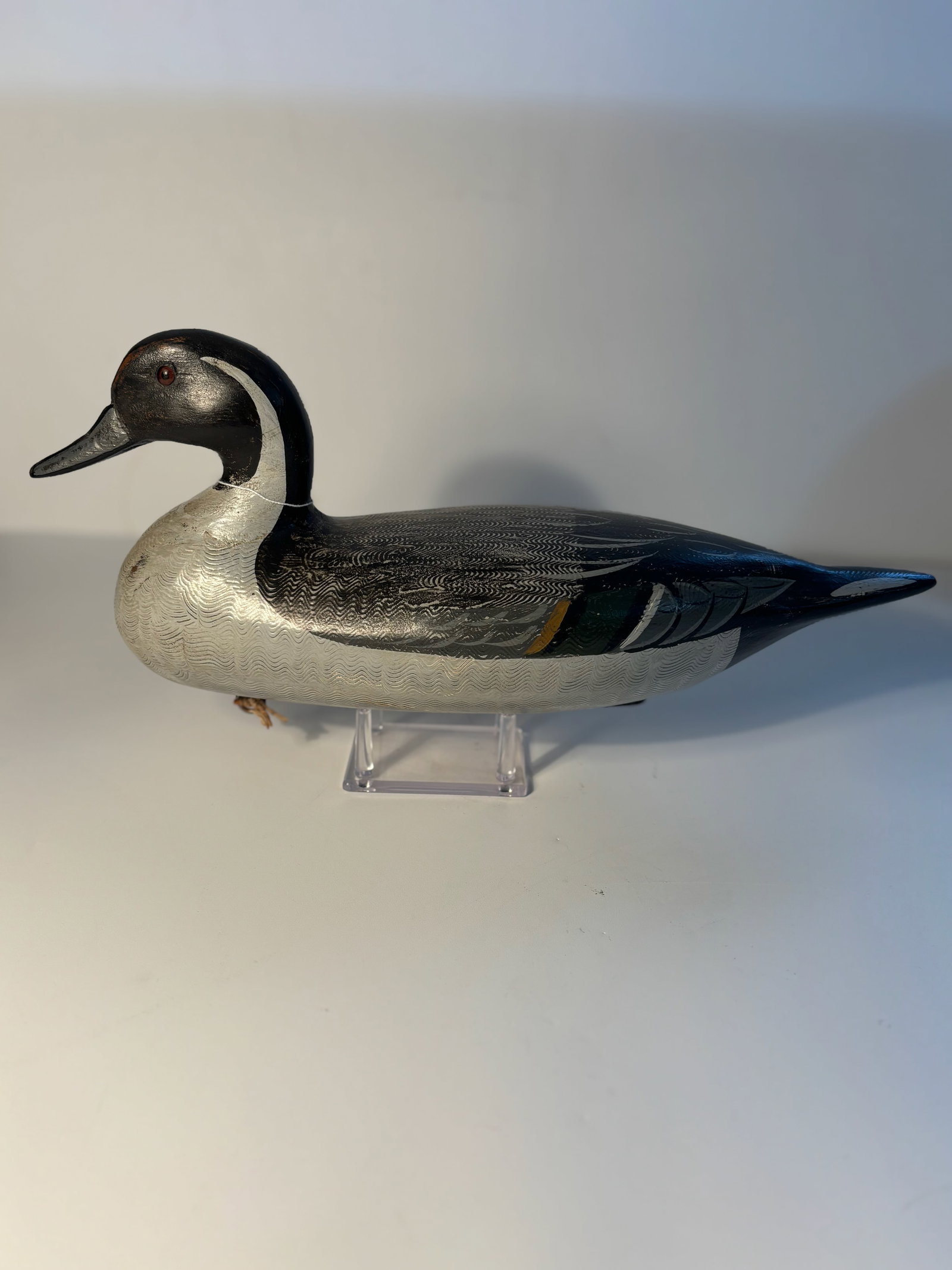 Weighted Canvas Back Pintail Drake Duck Decoy signed Perdew, Henry, Illinois. (1 of 13)