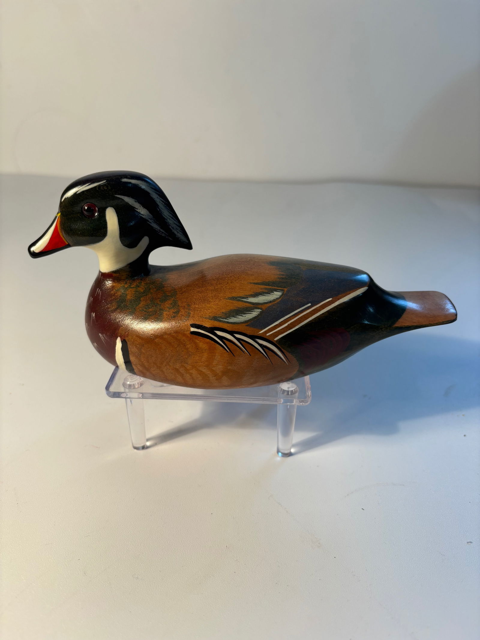 P. Korman carved drake duck decoy with mark (1 of 6)
