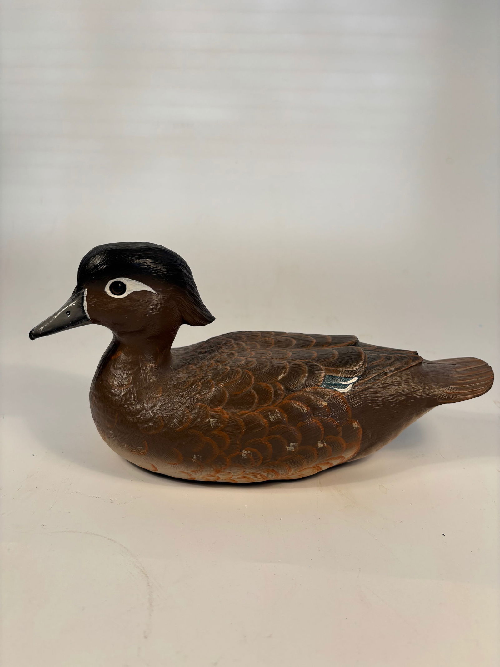 Hand-Carved Wood Duck Hen Decorative decoy signed and dated 1995 (1 of 9)