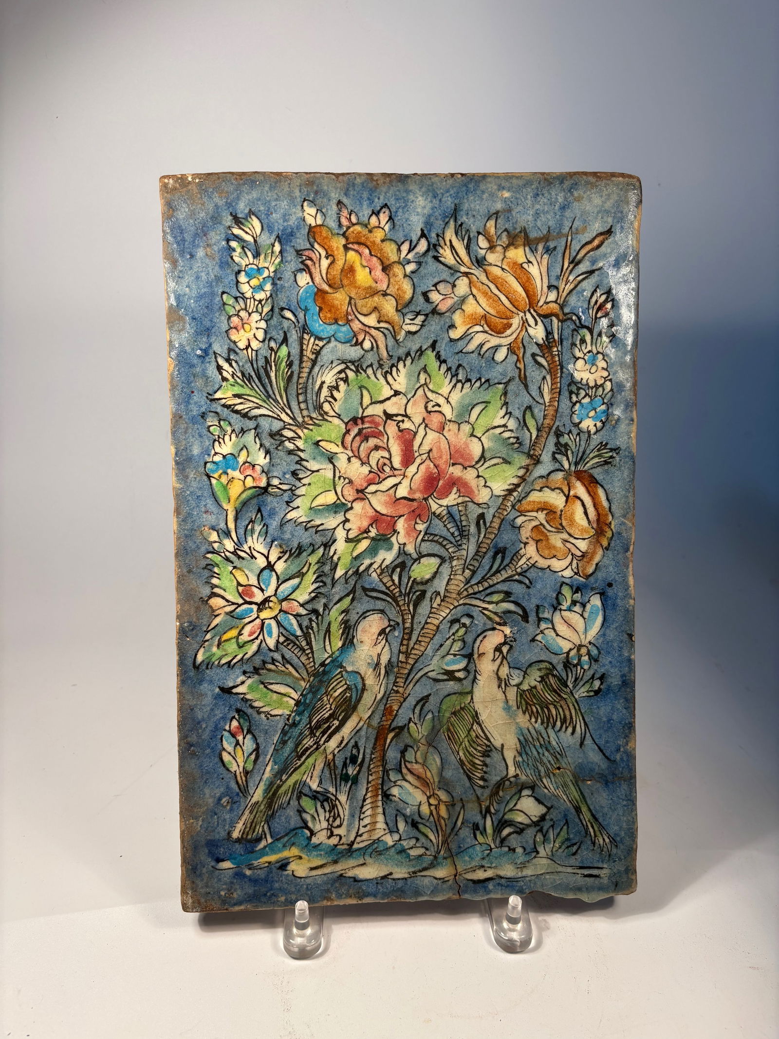 A Large Persian Polychrome Glazed Tile (1 of 10)