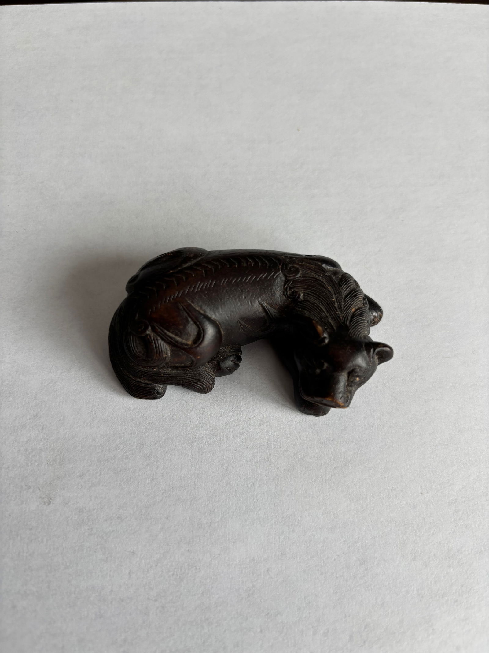 A Japanese"BUDDHIST LION" boxwood carved statue (1 of 5)