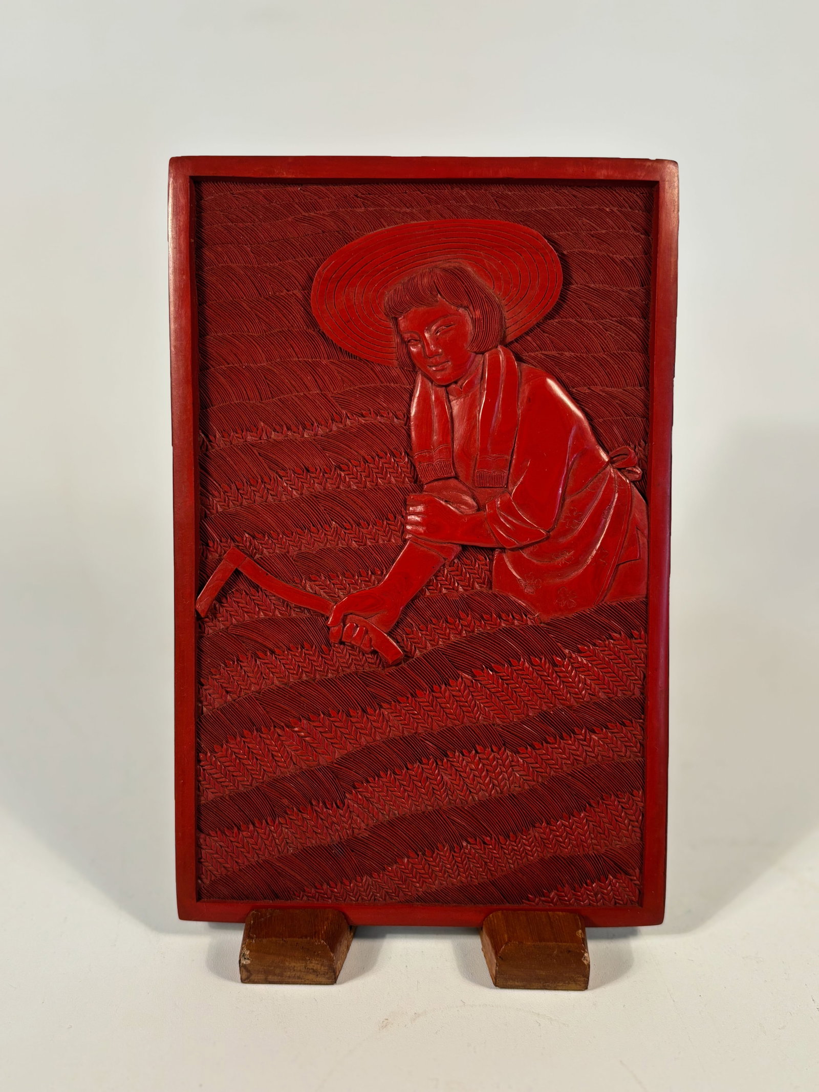 A Chinese carved cinnabar lacquer panel (1 of 9)