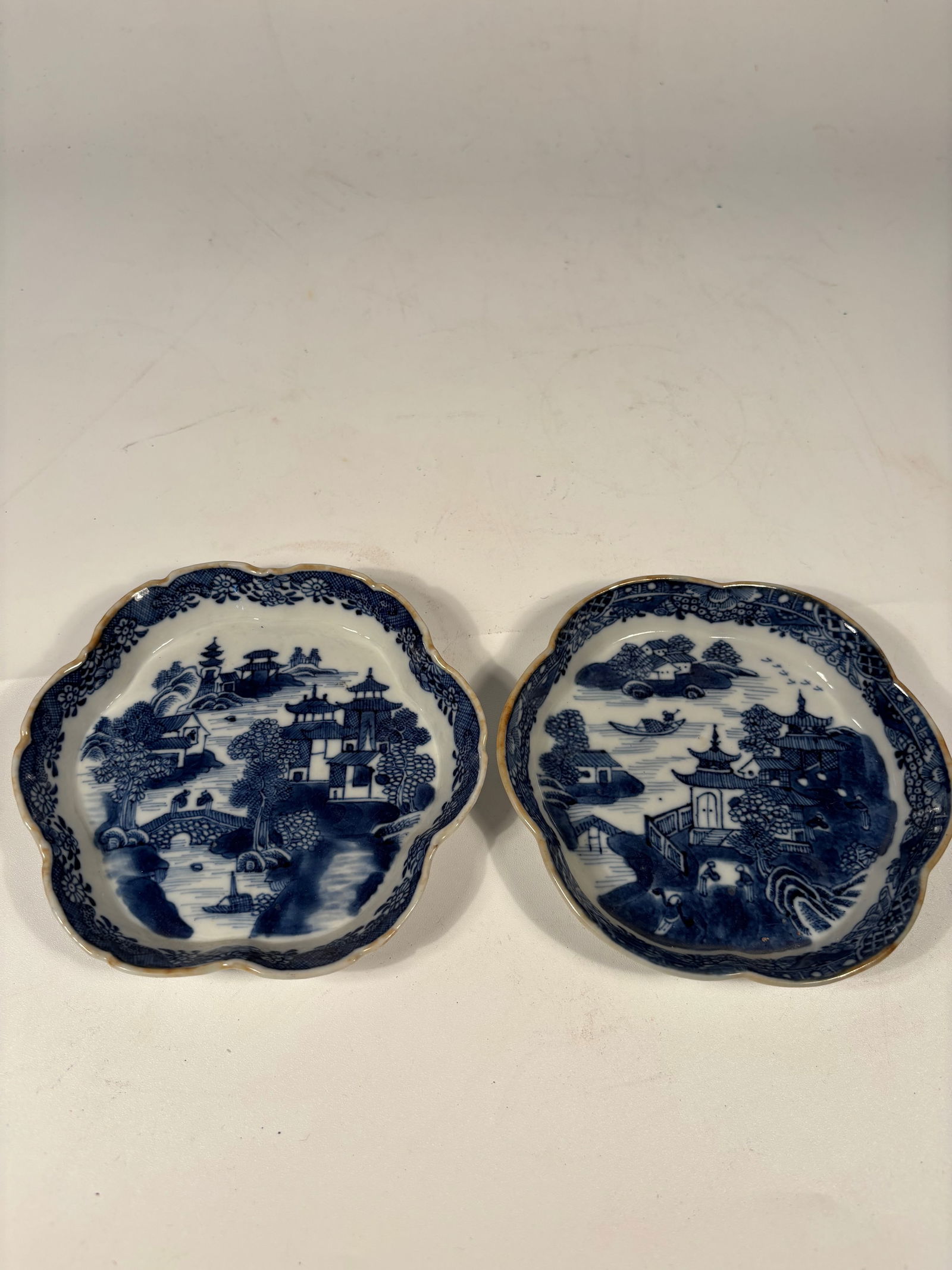 Pair of Chinese Export Blue and White Porcelain Dishes (1 of 6)
